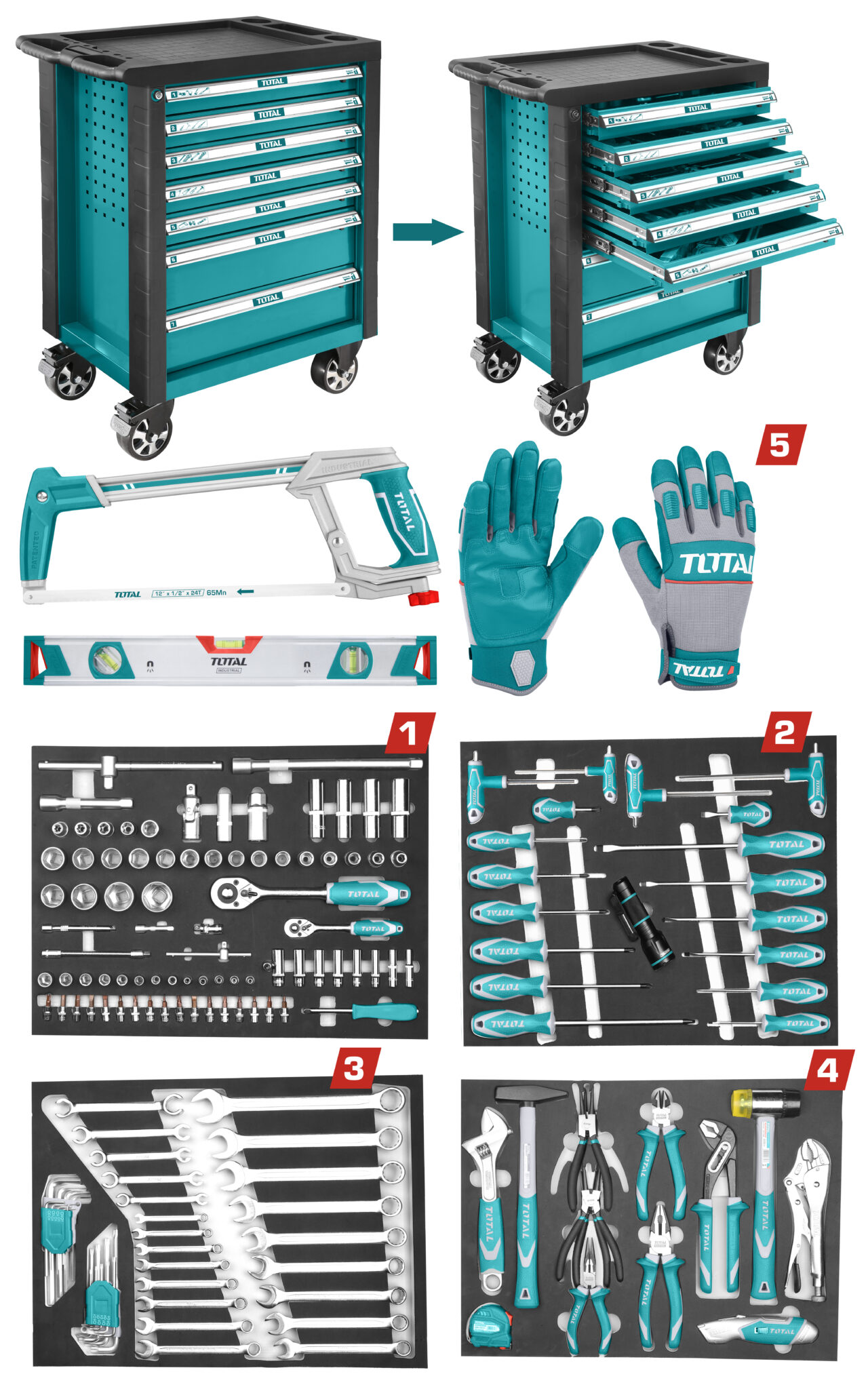 162 Pcs Tool Chest Set Total Tools Qatar